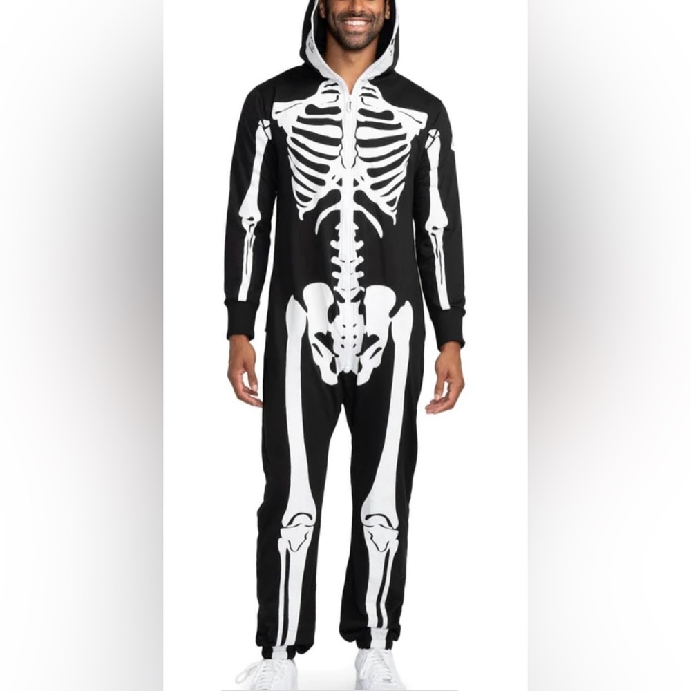 💀New! Tipsy Elves Unisex Skeleton Thick Onesie - Picture 7 of 16